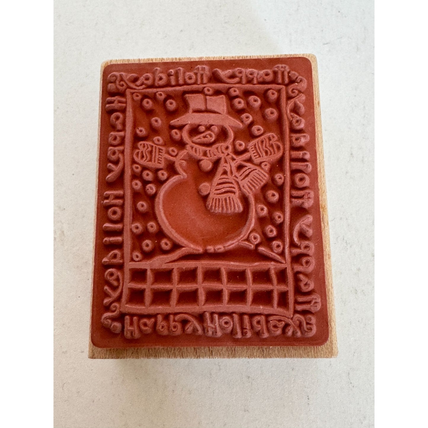 Rubber Stampede Stamp Happy Holidays Snowman Christmas Winter Greeting Snow