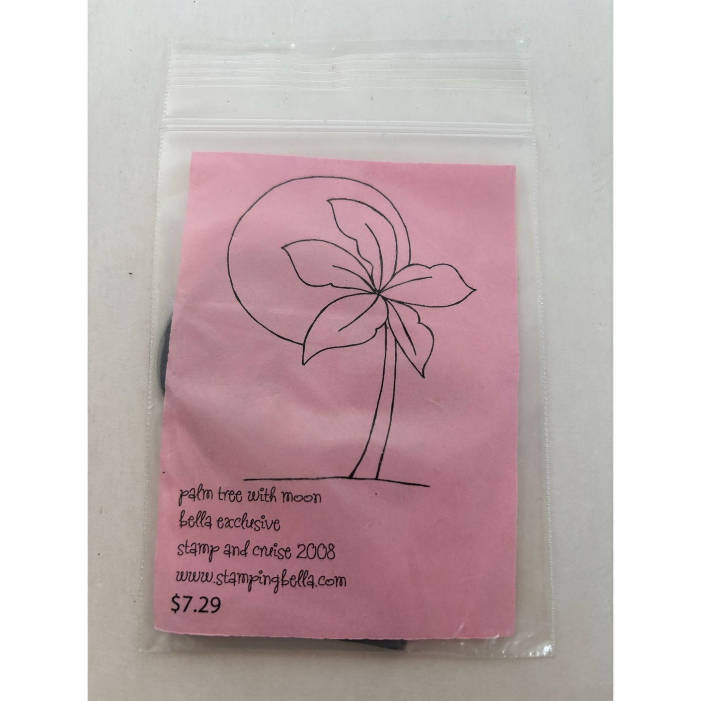 Stamping Bella Rubber Stamp Palm Tree with Moon Beach Summer Vacation Nature