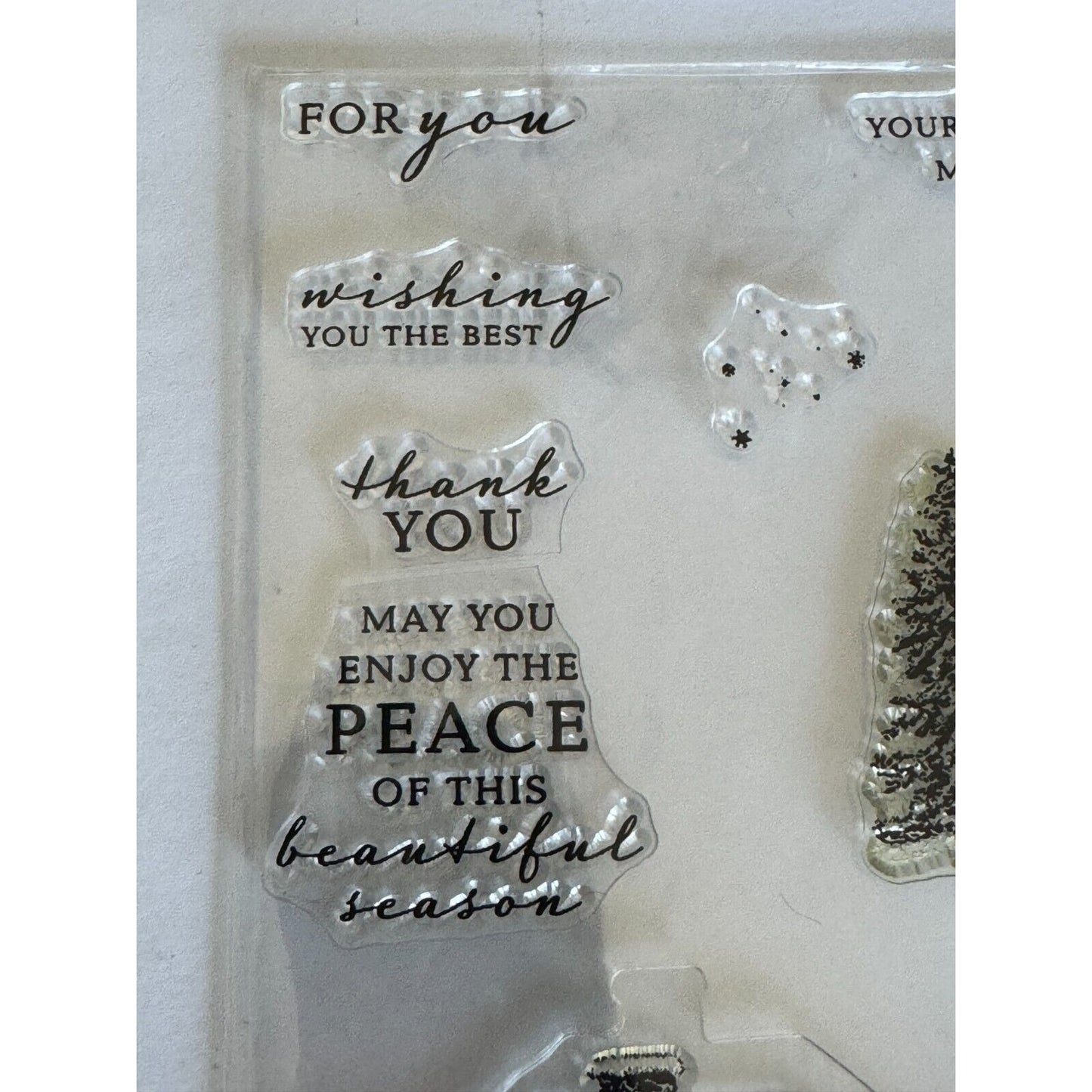 Unbranded Clear Stamps with Dies Winter Cabin Trees Fence Fox Peace Thank You