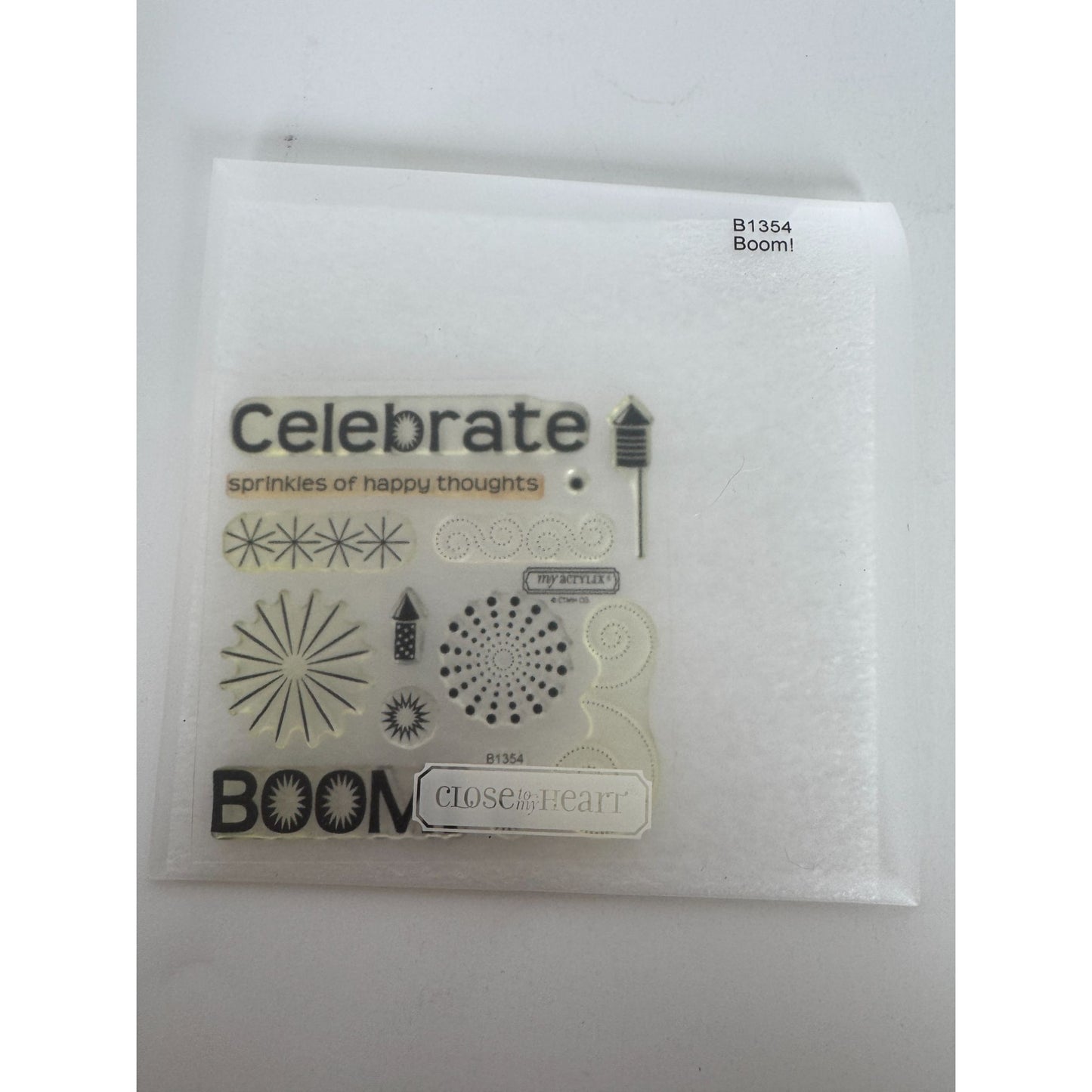 CTMH My Acrylix Acrylic Stamp Set Boom Fireworks Fourth of July Celebrate B1354