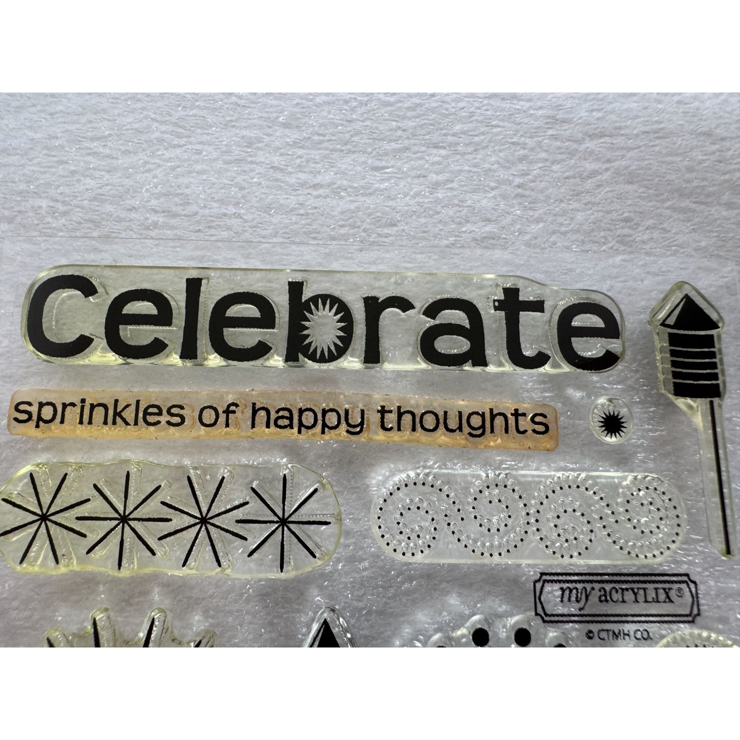 CTMH My Acrylix Acrylic Stamp Set Boom Fireworks Fourth of July Celebrate B1354