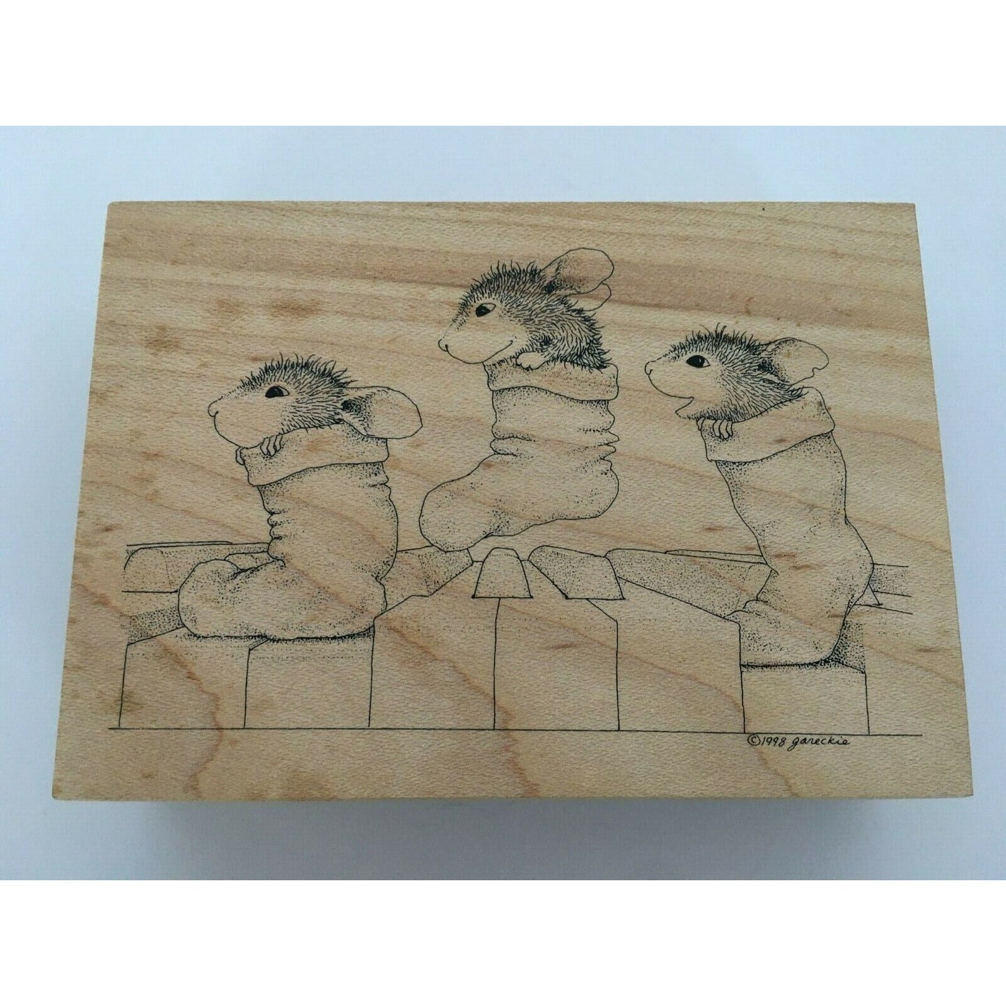 House Mouse Rubber Stamp Sock Hop Amanda Maxwell Mudpie Stocking Christmas Piano