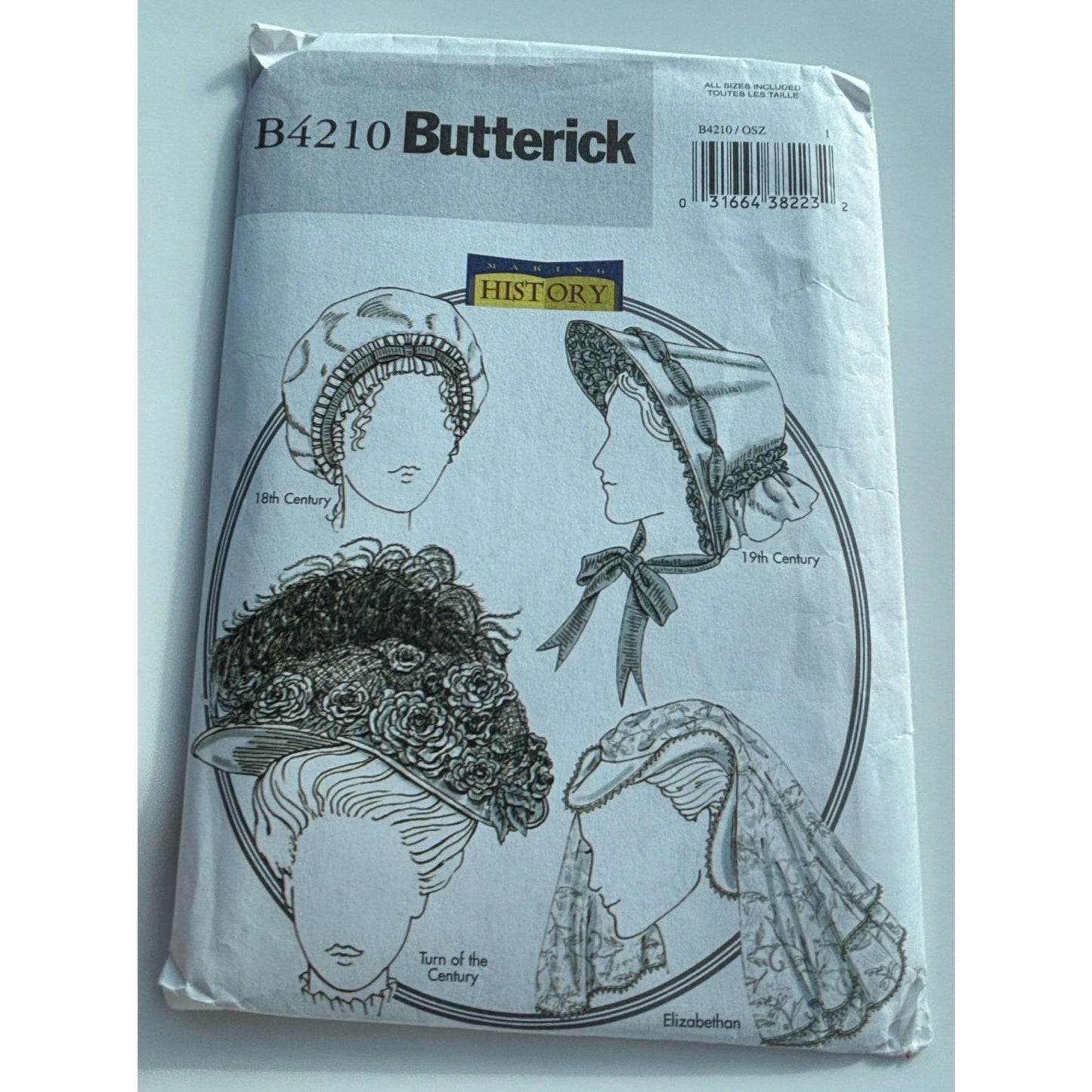Butterick Sewing Pattern B4210 Historical Hats Elizabethan Bonnet Victorian Edwardian Costume