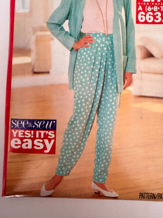 Butterick Sewing Pattern 6632 Jacket Top Pants Work Outfit Uncut