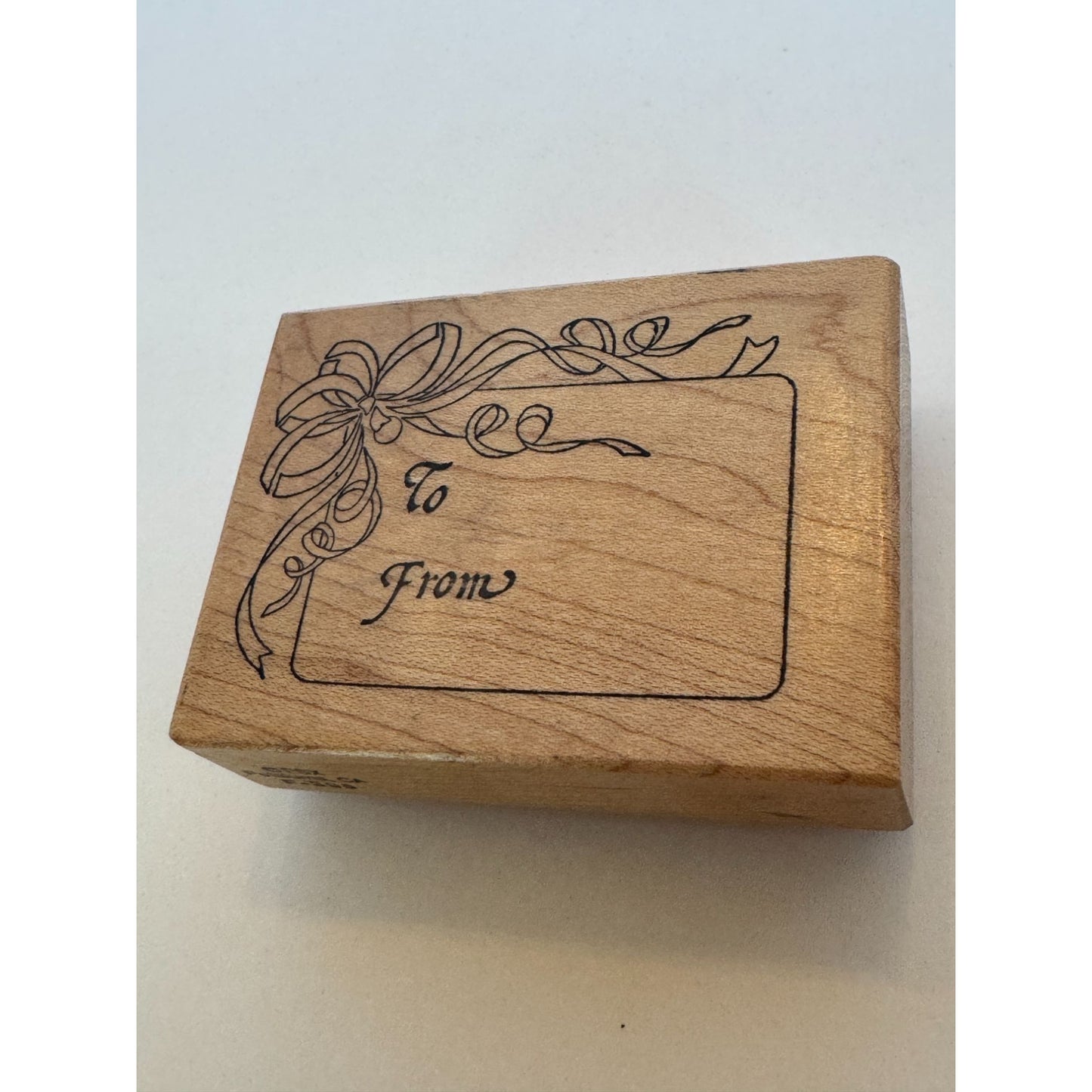 PSX Rubber Stamp To From Gift Tag Cardmaking Christmas Bow Holidays Present F395