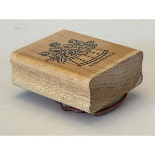 Stampin Up Rubber Stamp Floral Barrel Flowers Crafting Stamping Card Making Wood