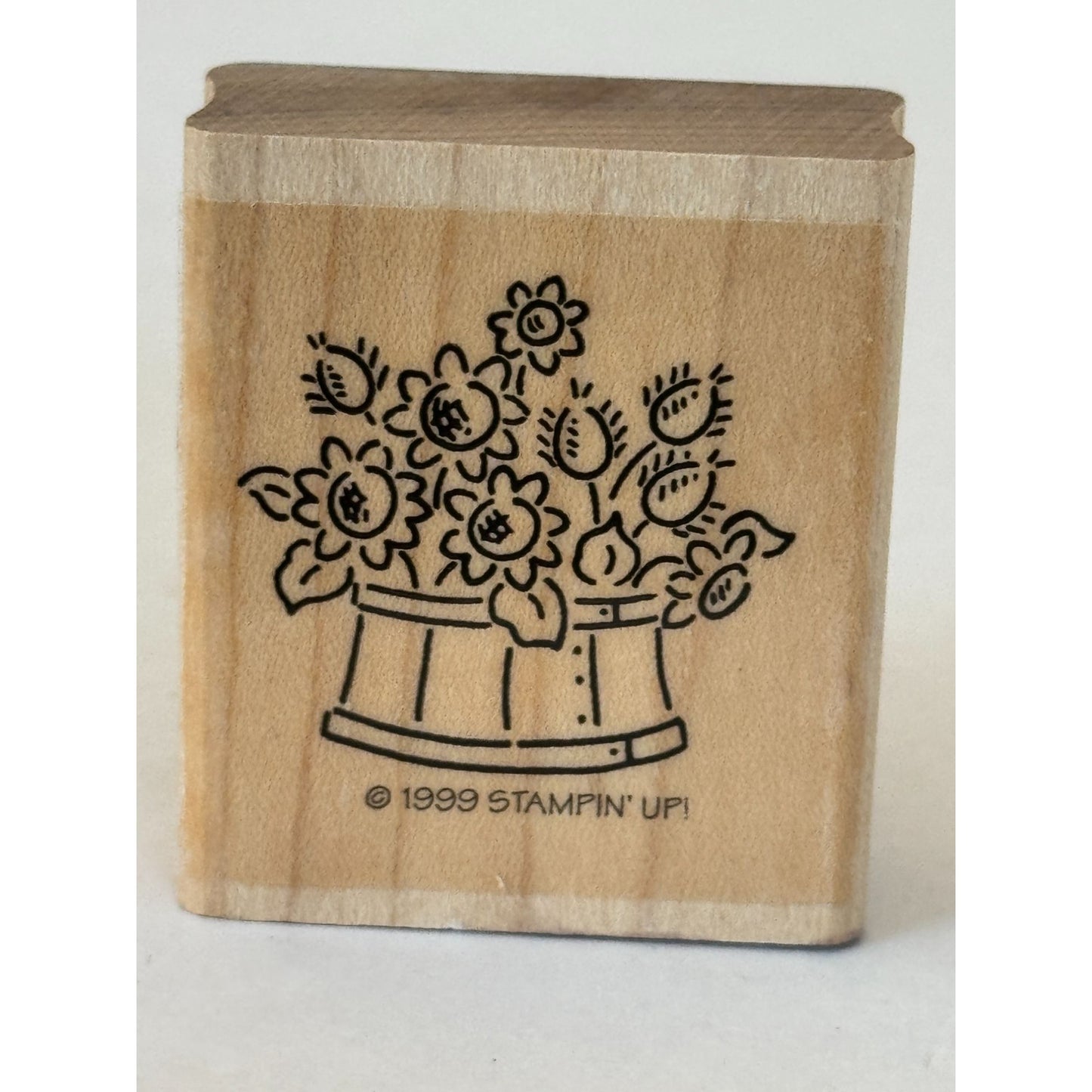 Stampin Up Rubber Stamp Floral Barrel Flowers Crafting Stamping Card Making Wood