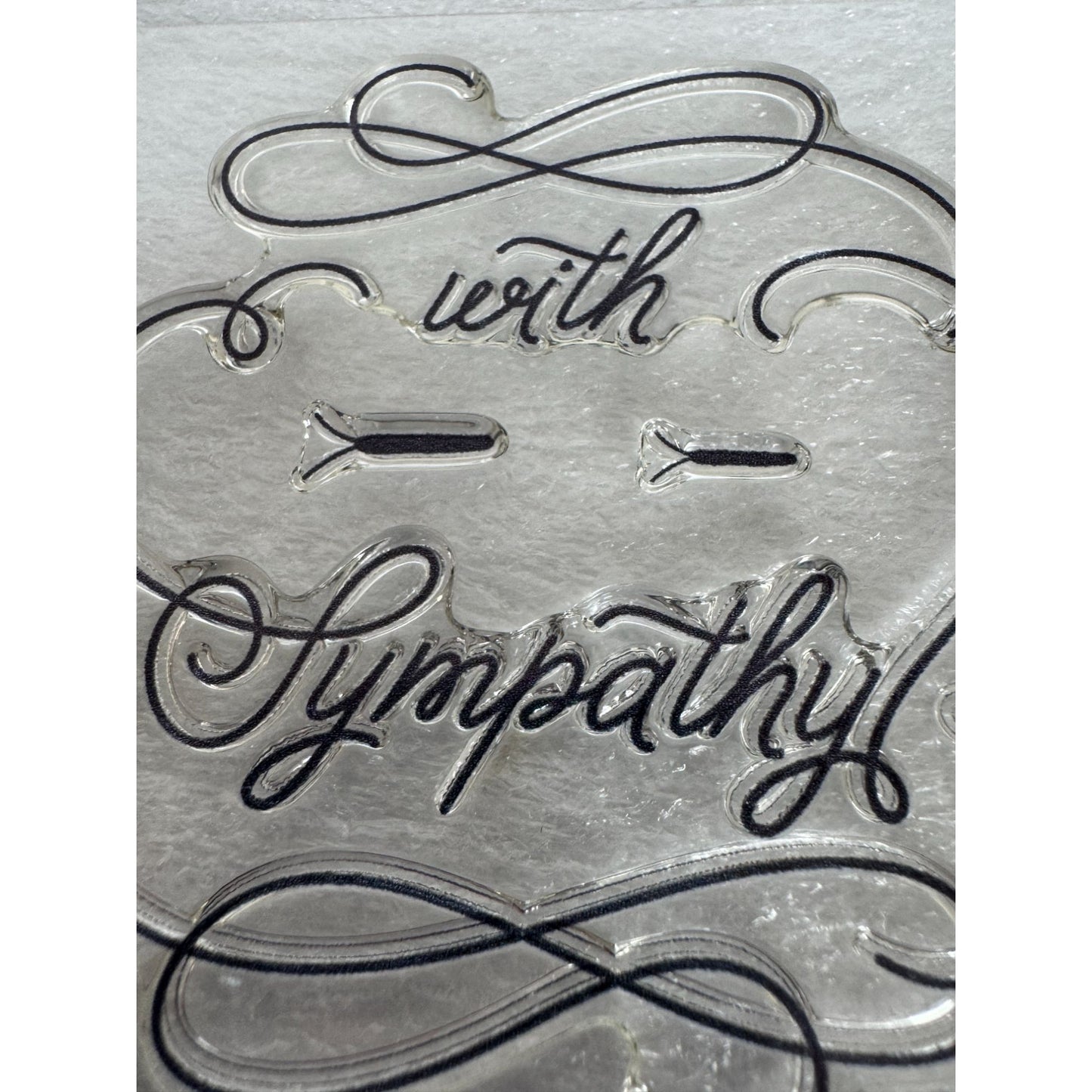 CTMH My Acrylix Acrylic Stamp Set With Heartfelt Sympathy Card Making Word B1637