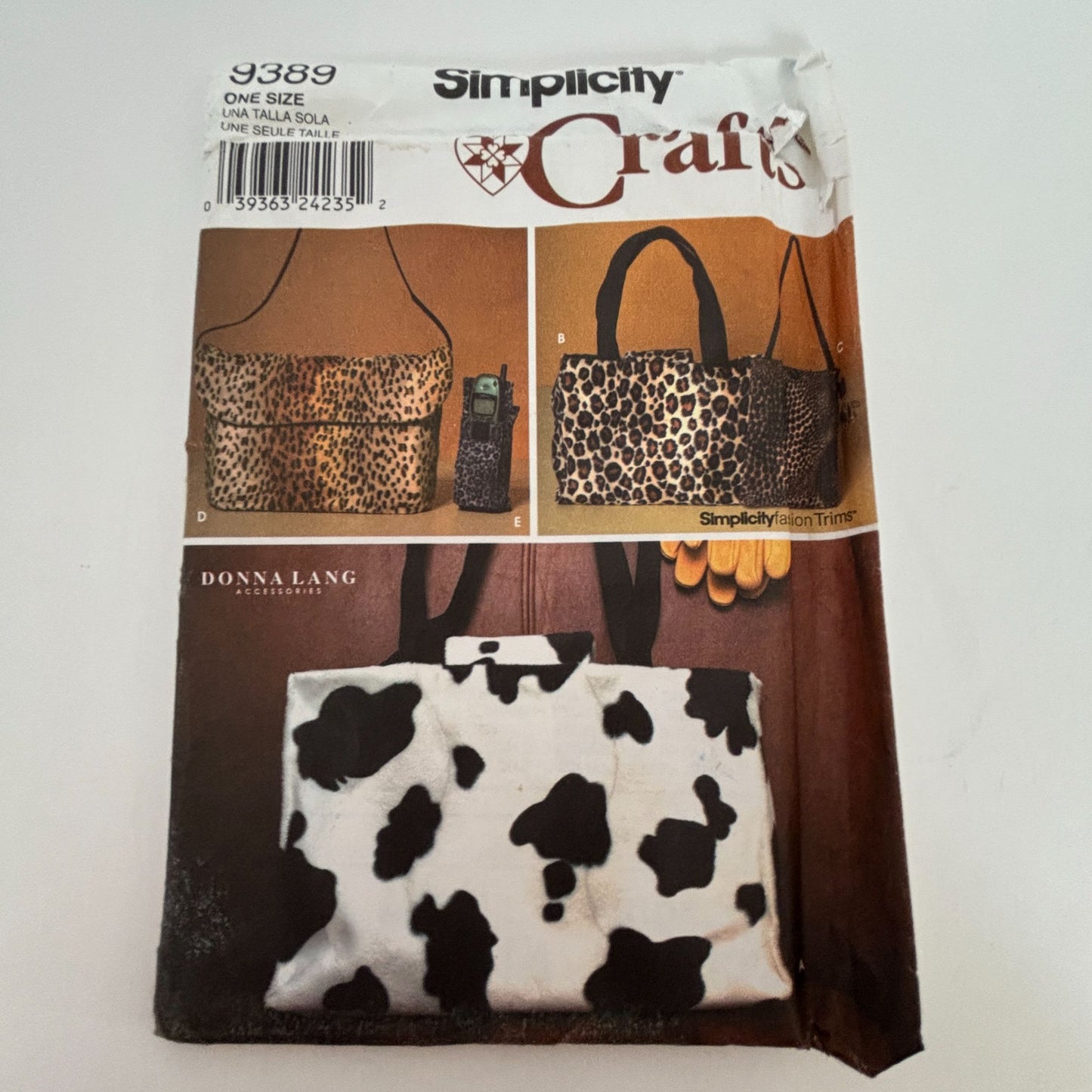 Simplicity Craft Sewing Pattern 9389 Donna Lang Bag Purse Fur Accessories Uncut