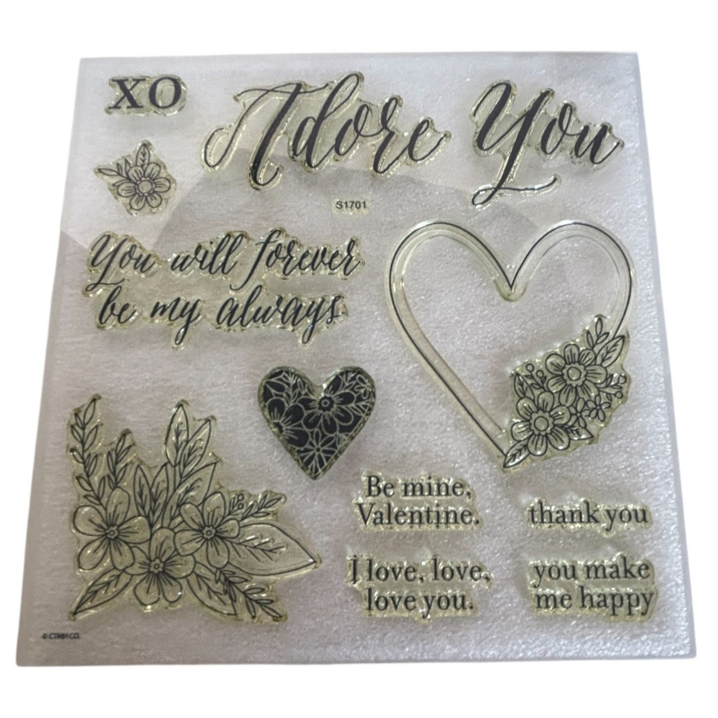 CTMH Acrylic Stamp Set Adore You I Love You Anniversary Card Making Words S1701