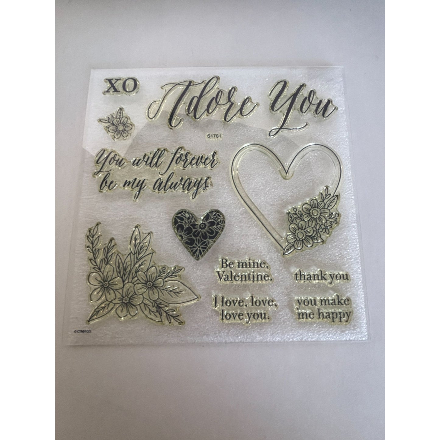 CTMH Acrylic Stamp Set Adore You I Love You Anniversary Card Making Words S1701