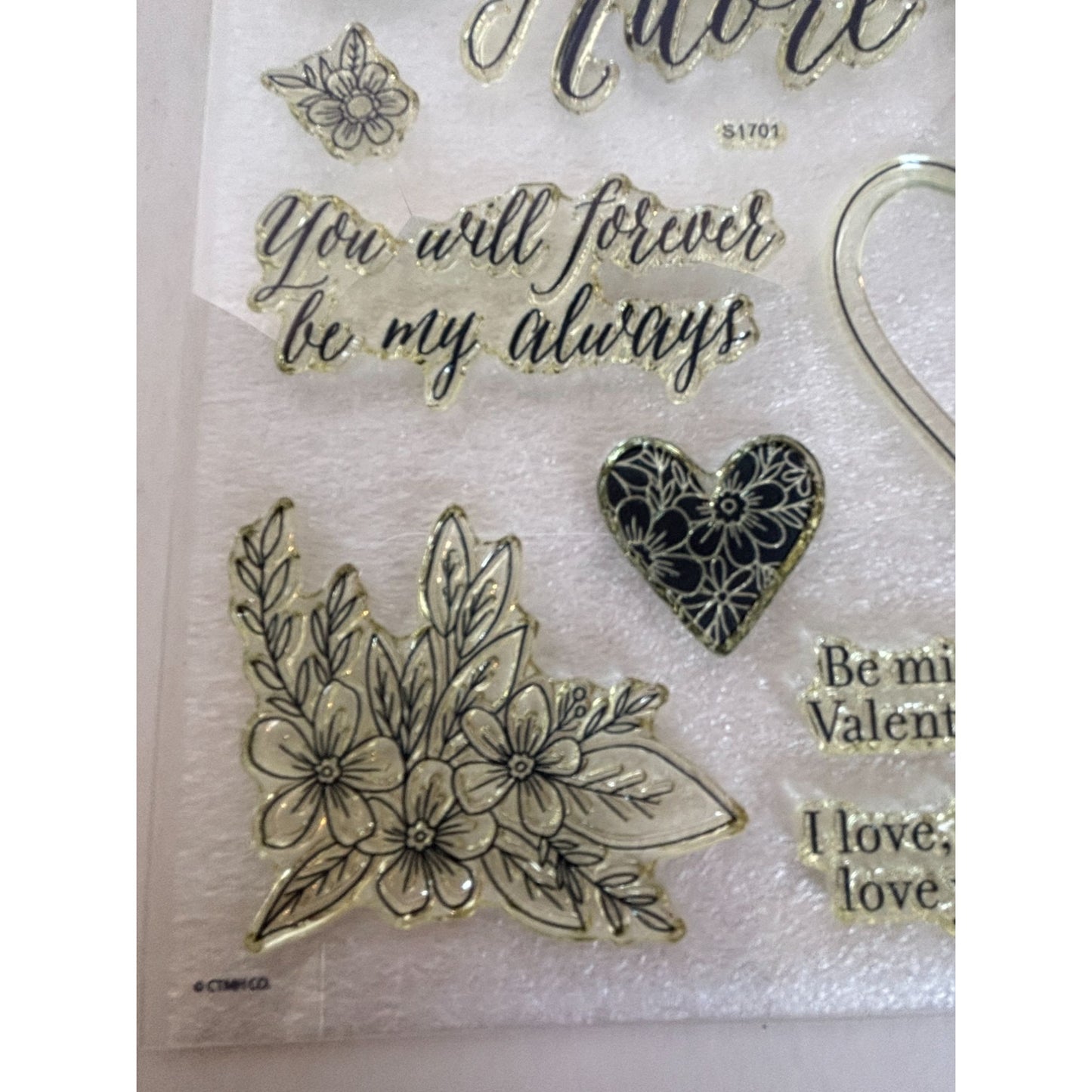 CTMH Acrylic Stamp Set Adore You I Love You Anniversary Card Making Words S1701