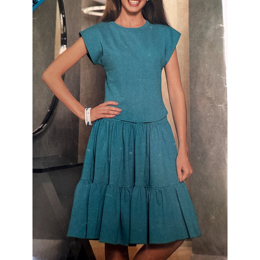 Butterick Sewing Pattern 5177 70s Boho Top Tiered Skirt Vintage Knit Top 6-18 Uncut