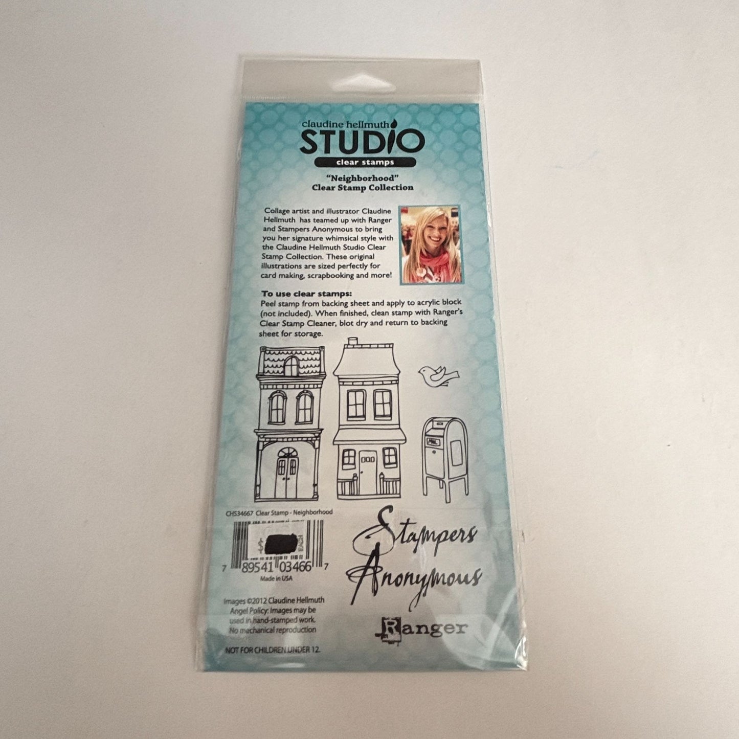 Stampers Anonymous Clear Stamp Set Neighborhood House Claudine Hellmuth Craft Cardmaking Bicycle Mailbox
