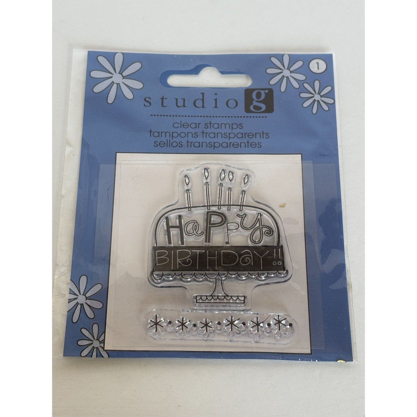 Studio G Clear Stamps Happy Birthday Cake Card Making Star Border Celebration