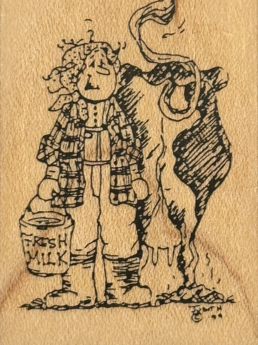 Judith Rubber Stamp Fresh Milk My Ladies Milking the Cow Farm Chores Mom Funny