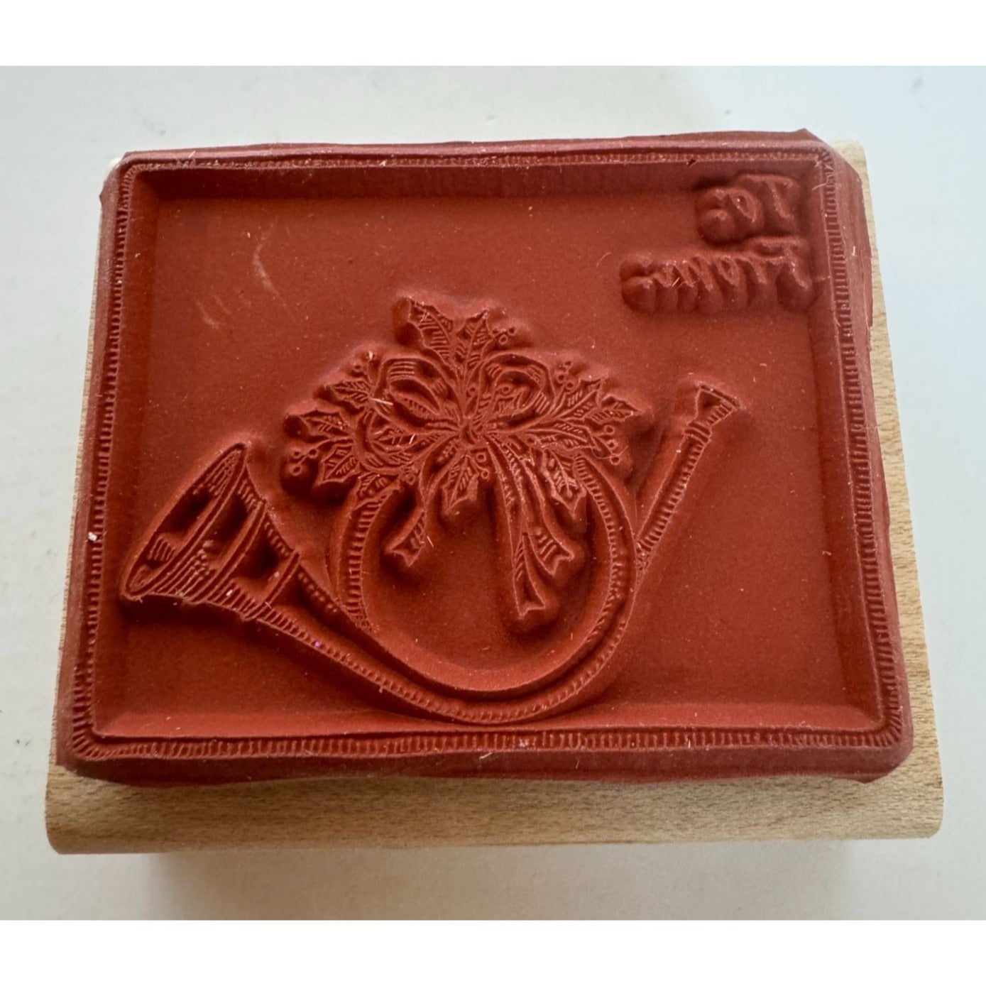 Stampin Up Rubber Stamp Christmas Gift Tag Card Making French Horn Holly To From
