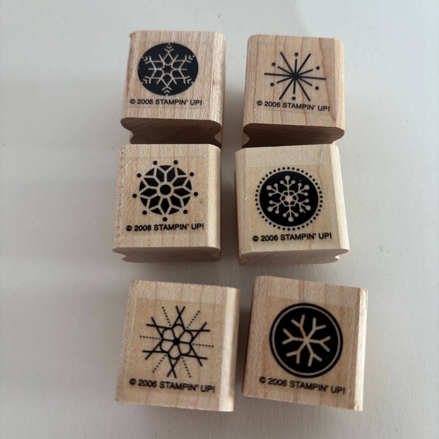 Stampin Up Rubber Stamps Snow Flurries Set of 6 Snowflakes Small Christmas Craft