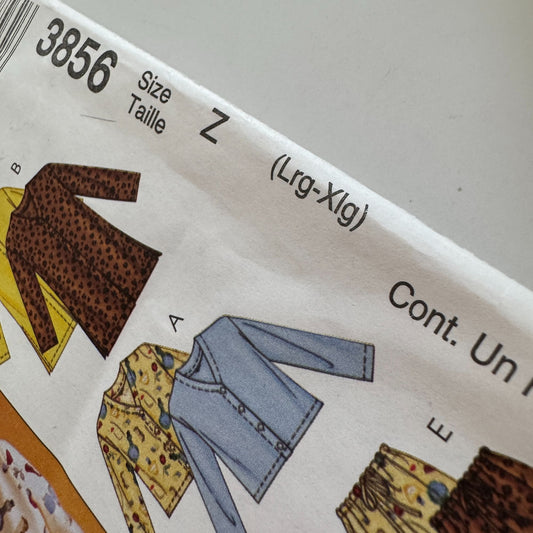 McCalls Sewing Pattern 3856 Pajamas Top Camisole Shorts Pants Easy L XL 16-22 UC