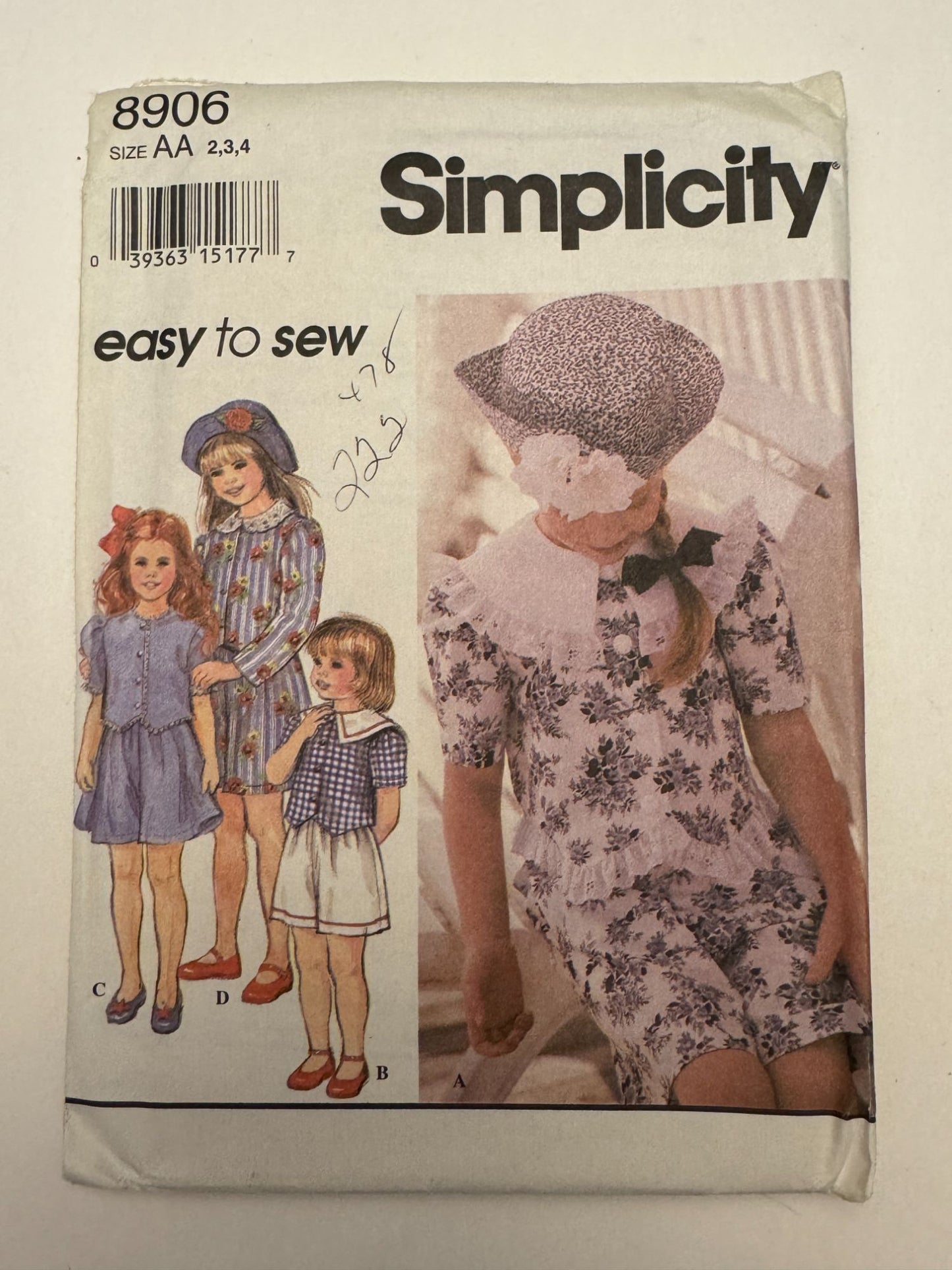 Simplicity Sewing Pattern 8906 Shirt Shorts Outfit Summer Easy Girls 2 3 4 Uncut
