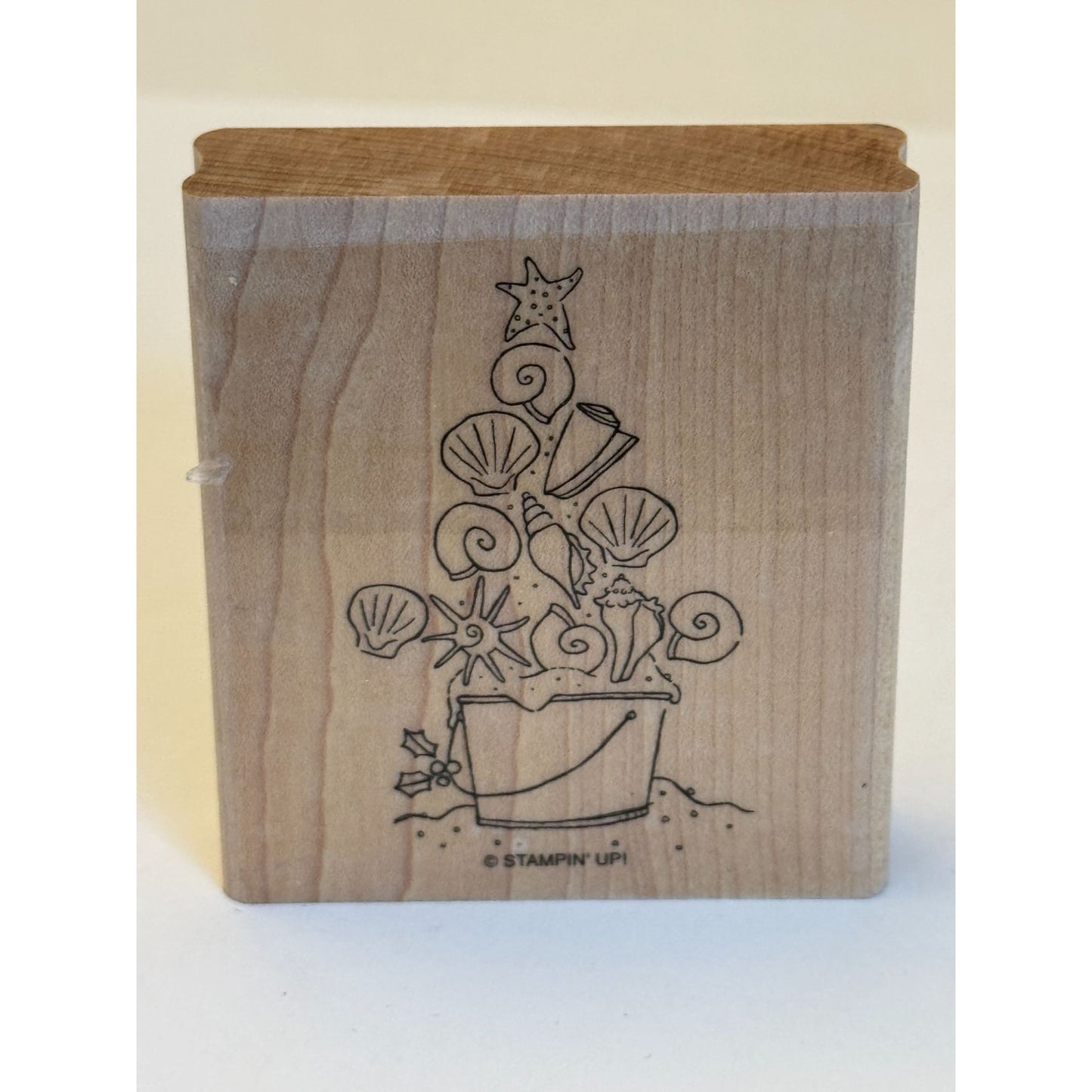 Stampin Up Rubber Stamp Christmas Tree Beach Seashell Sea Shells Sand Bucket