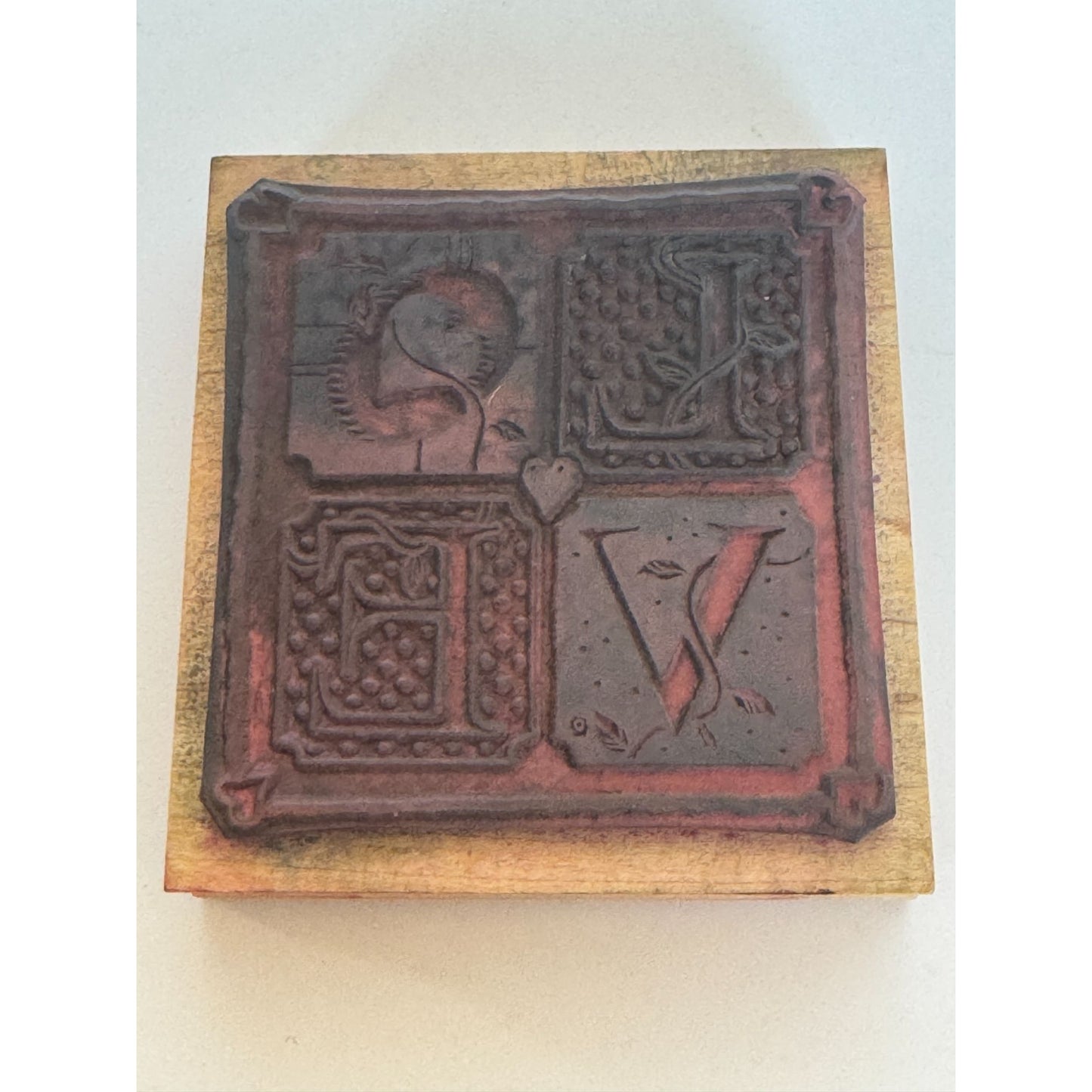 The Stamp Pad Co Rubber Stamp Love Quilt Block Square Card Making Word Valentine