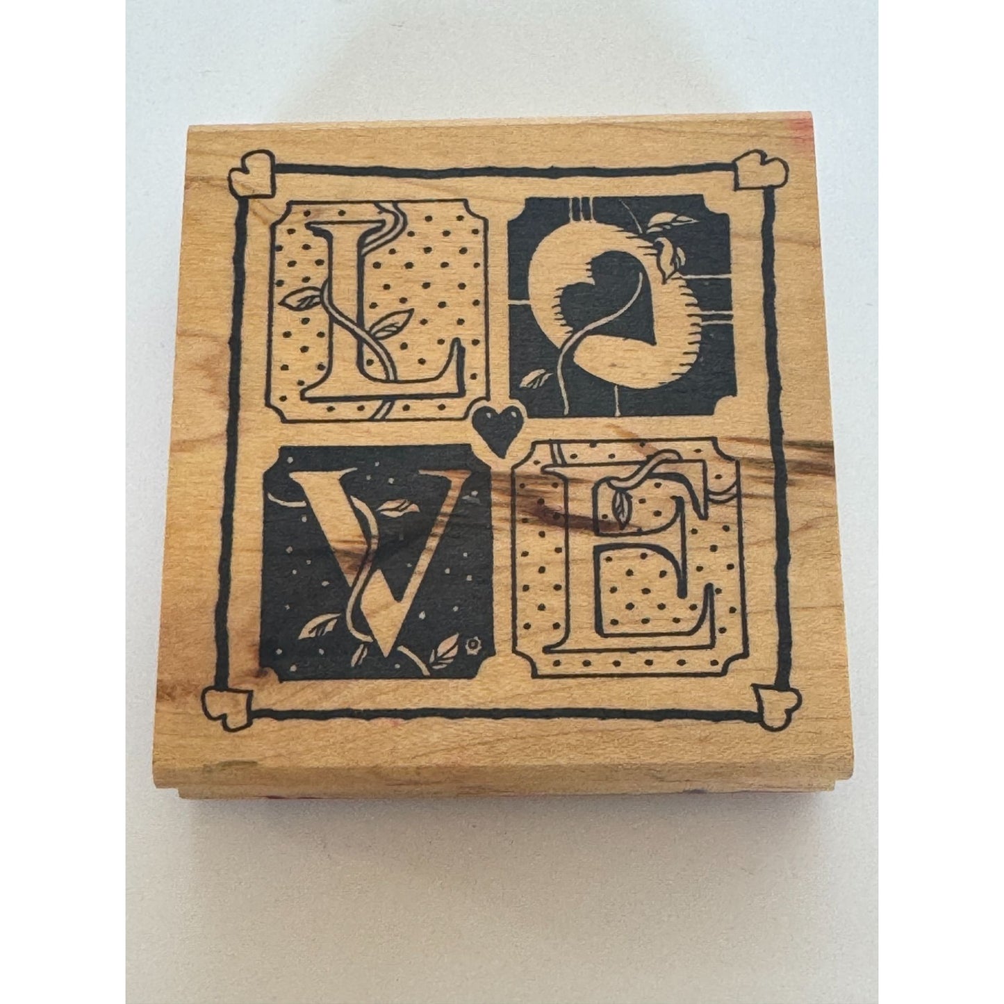 The Stamp Pad Co Rubber Stamp Love Quilt Block Square Card Making Word Valentine
