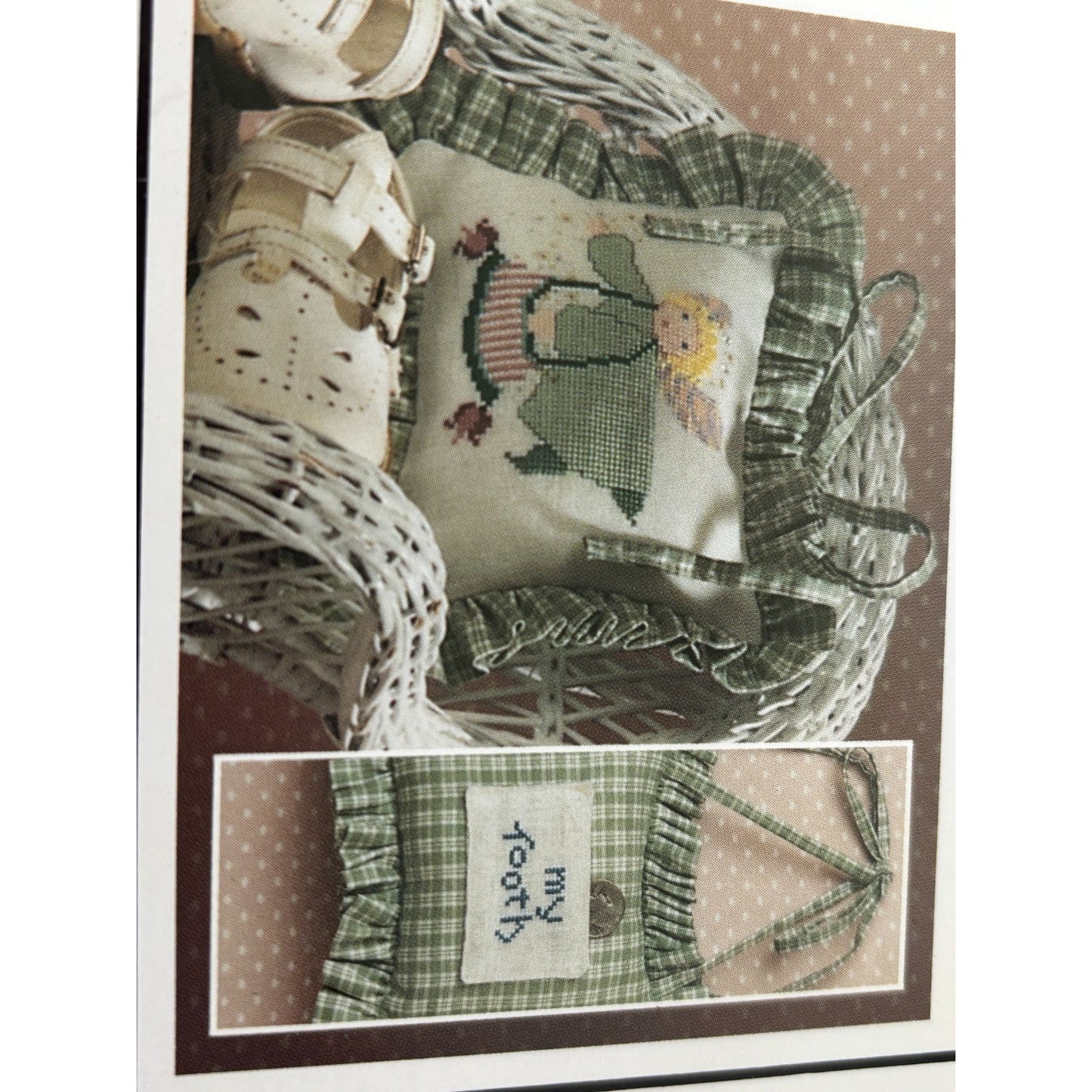 The Cricket Collection Cross Stitch Folk Angels Leprechaun Tooth Fairy Pillow
