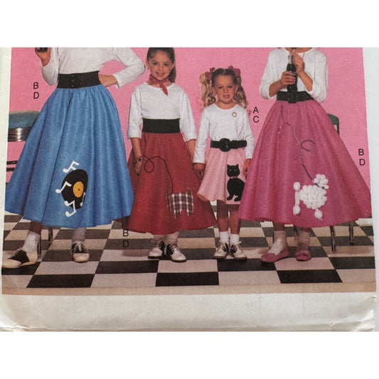 Butterick Sewing Pattern 4113 Girl 1950s Poodle Skirts Halloween Costume XS-L UC