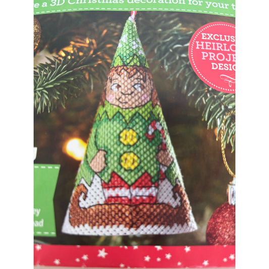 The World Of Cross Stitching Kit Festive Elf Bauble 3D Christmas Decoration