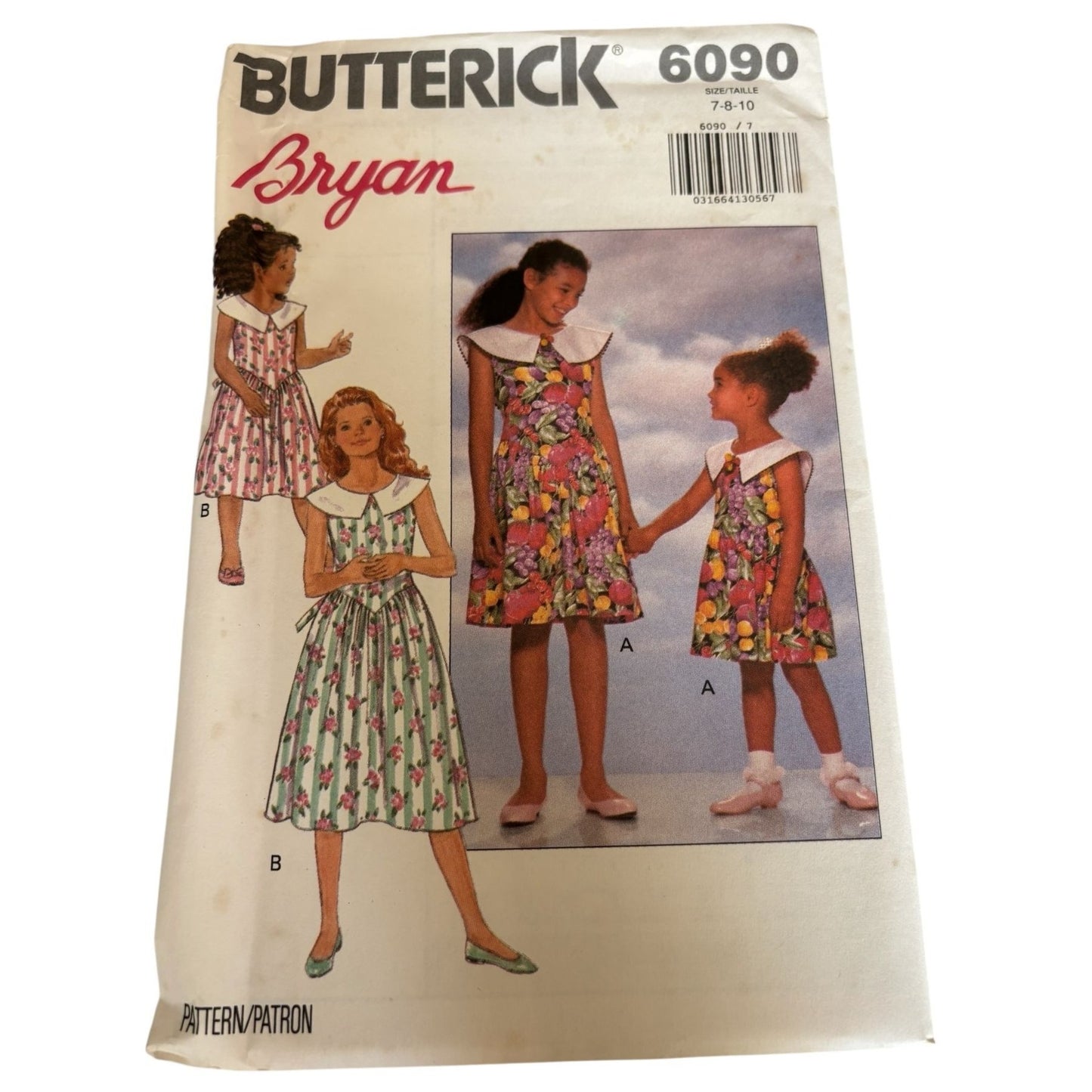 Butterick Sewing Pattern 6090 Girls Dress Sleeveless Spring Summer 7 8 10 Uncut