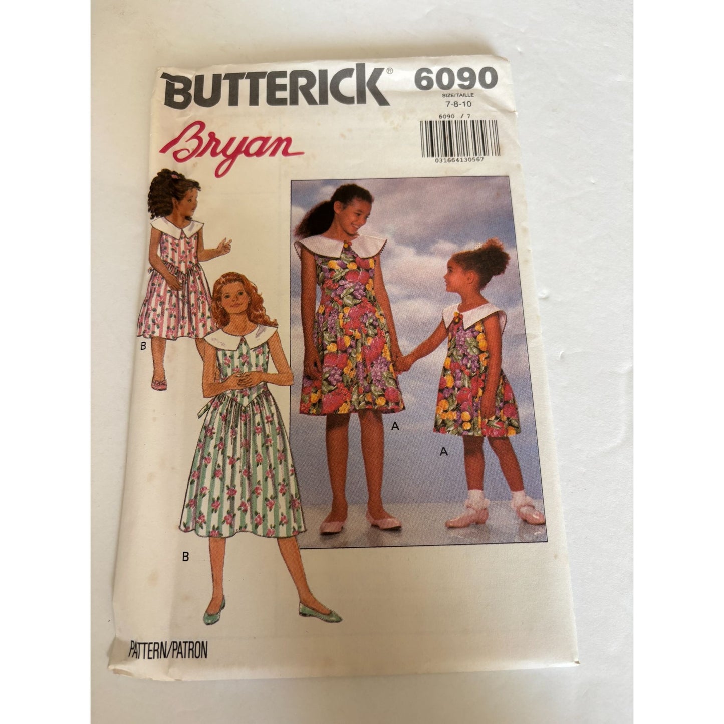 Butterick Sewing Pattern 6090 Girls Dress Sleeveless Spring Summer 7 8 10 Uncut