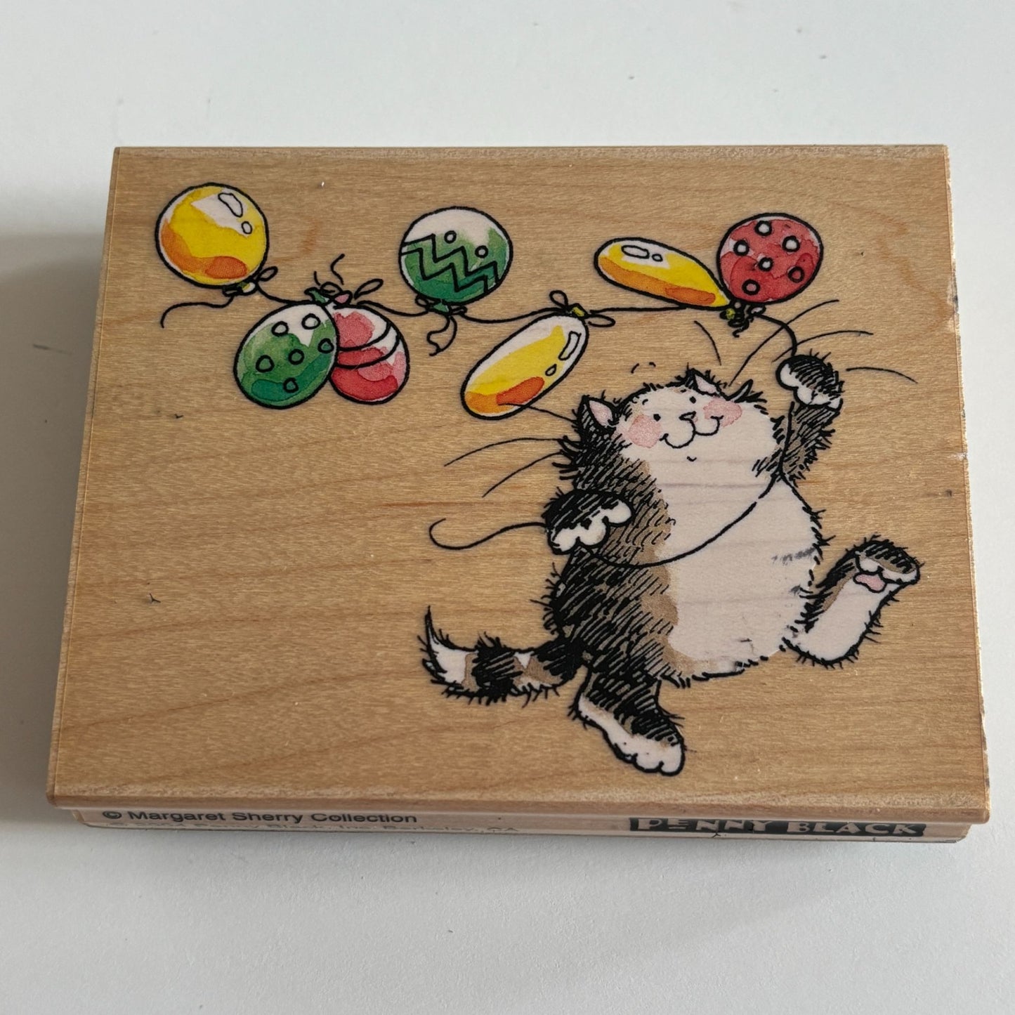 Penny Black Rubber Stamp Birthday of Colors Cat Balloons Party Decorating 2888K