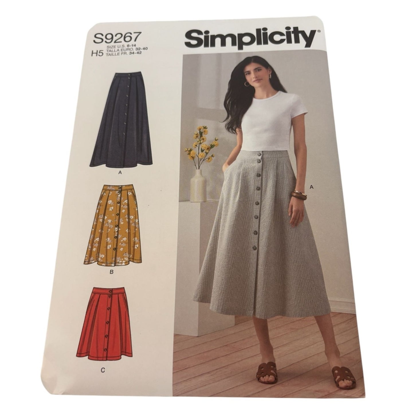 Simplicity Sewing Pattern S9267 Modest Skirt 6-14 Multi-Length Button Front UC
