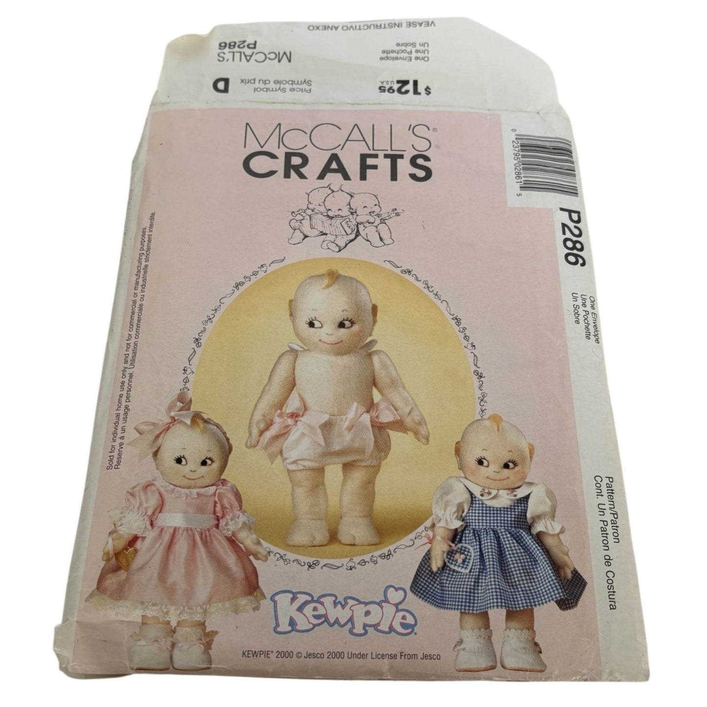 McCalls Sewing Pattern P286 Crafts Kewpie Doll for 14" Doll and Clothing Clothes