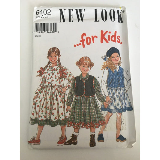 New Look 6402 Sewing Pattern Little Girls Play Dress Casual School Sz 4-9 UC