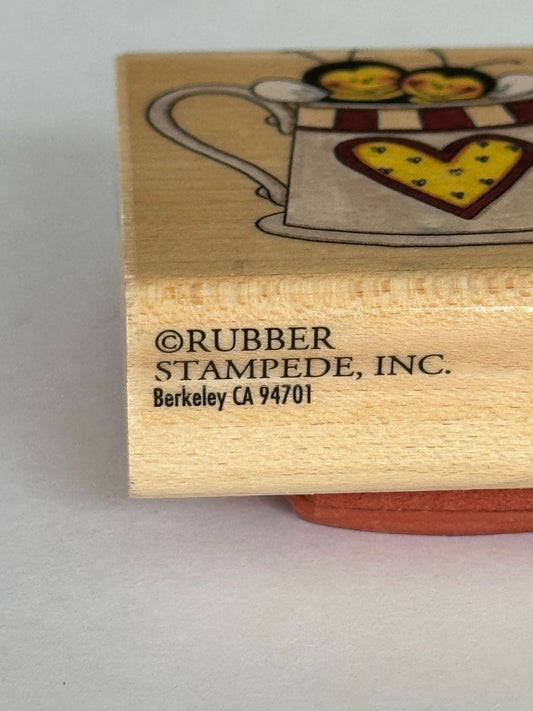 Rubber Stampede Rubber Stamp Watering Can Bee Couple Love Friend Cardmaking Wood