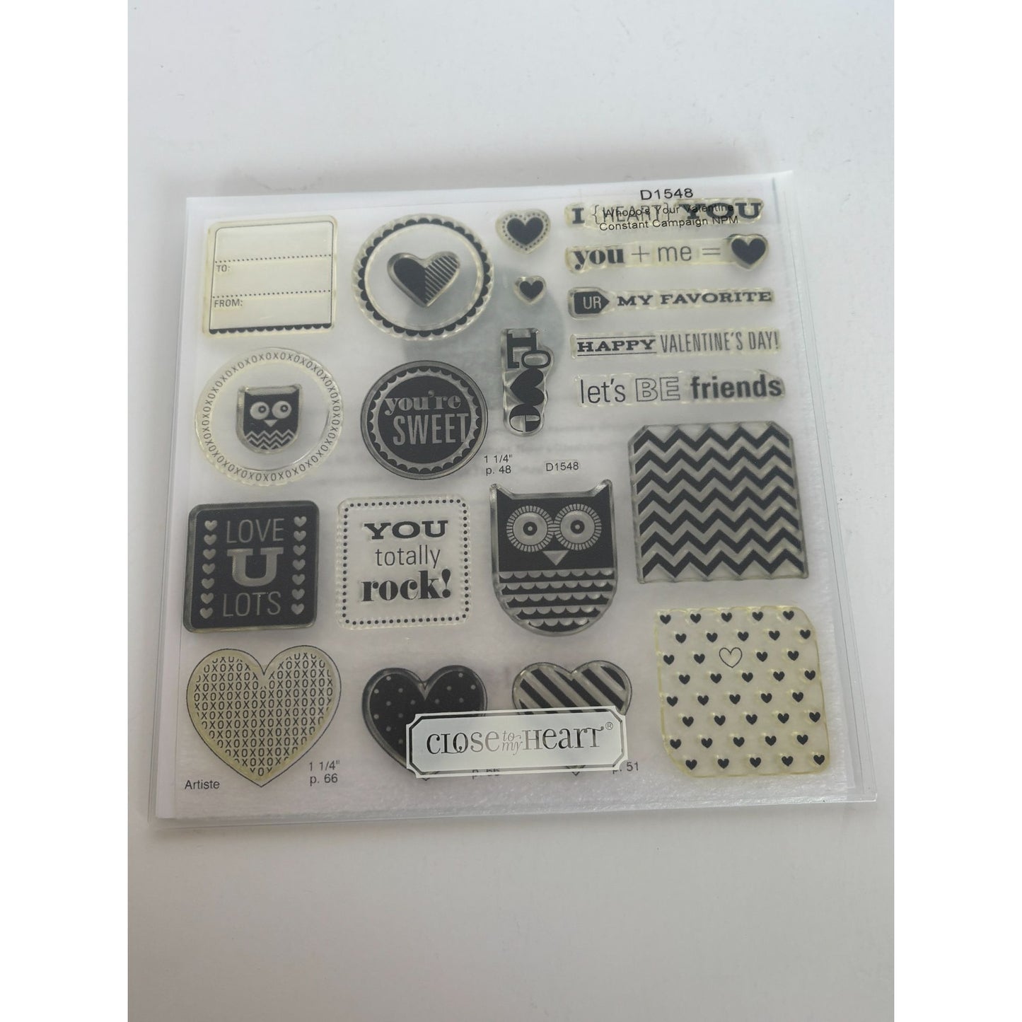 CTMH My Acrylix Acrylic Stamp Set Whoo's Your Valentine Owls Love UR My Favorite