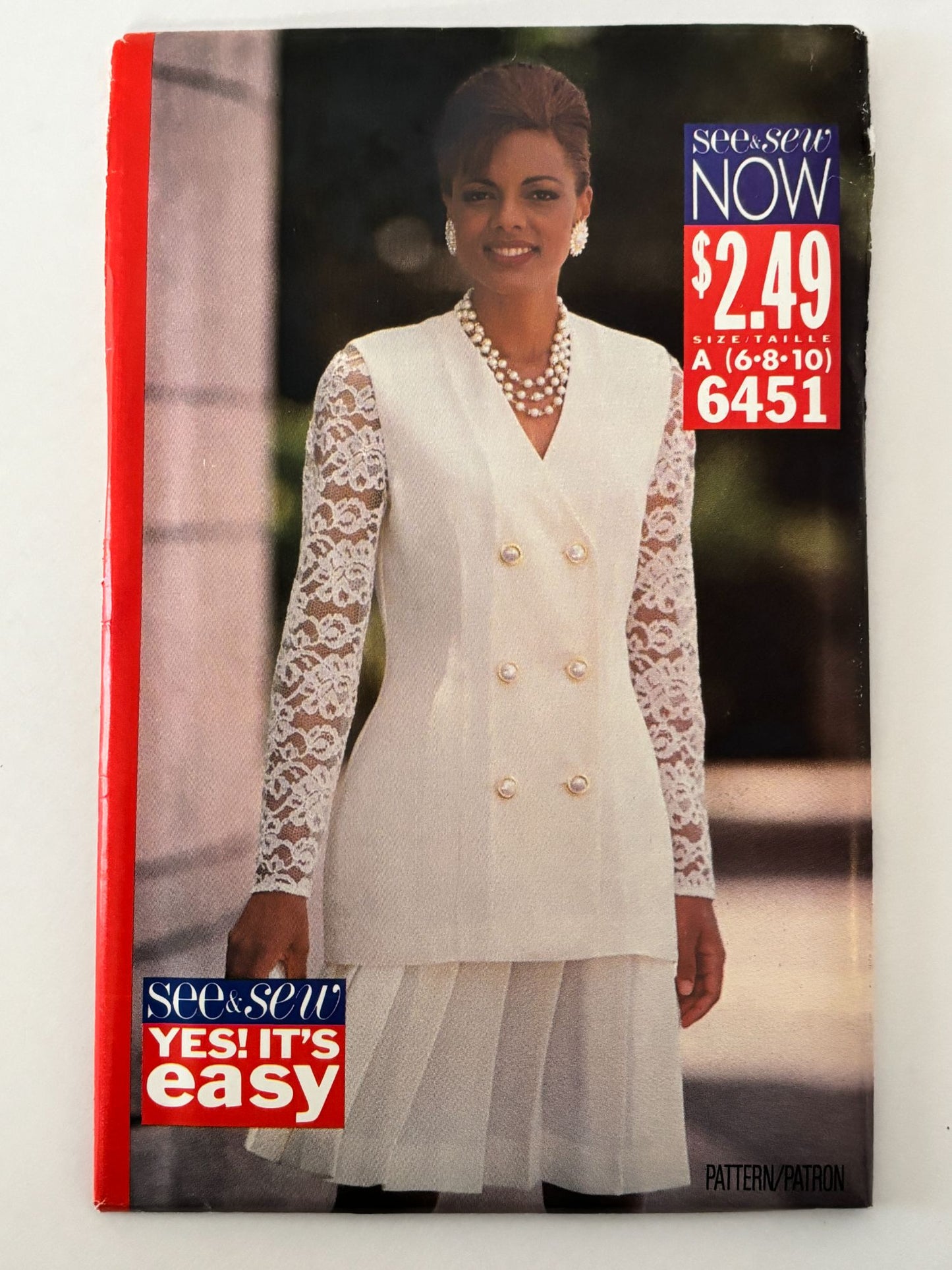 Butterick Sewing Pattern 6451 90s Top Skirt Pattern Lace Sleeve Suit Set 6-10 UC