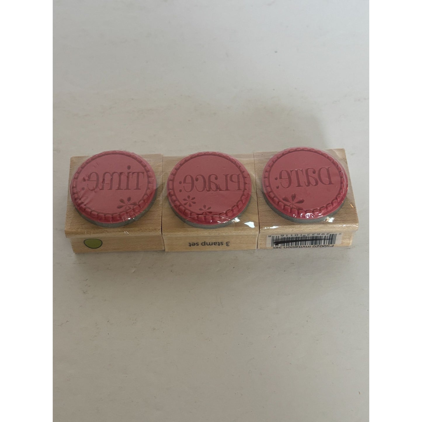 Hampton Art Rubber Stamp Set Invitation Date Place Time Circles