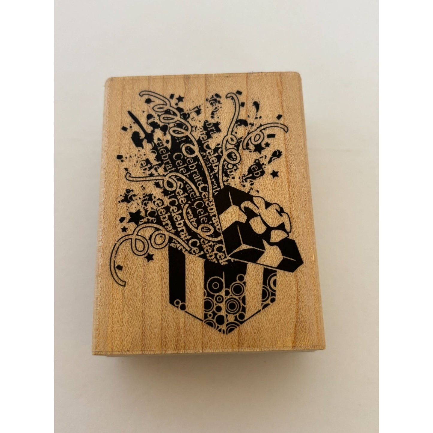 Inkadinkado Rubber Stamp Open Gift Box Celebrate Confetti Birthday Cardmaking