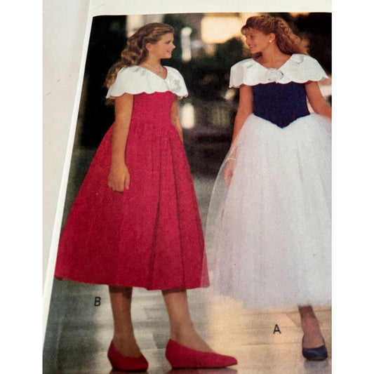Butterick Sewing Pattern 6665 Girls Dress Tulle 90s Party Easter Spring 12 14 Uncut