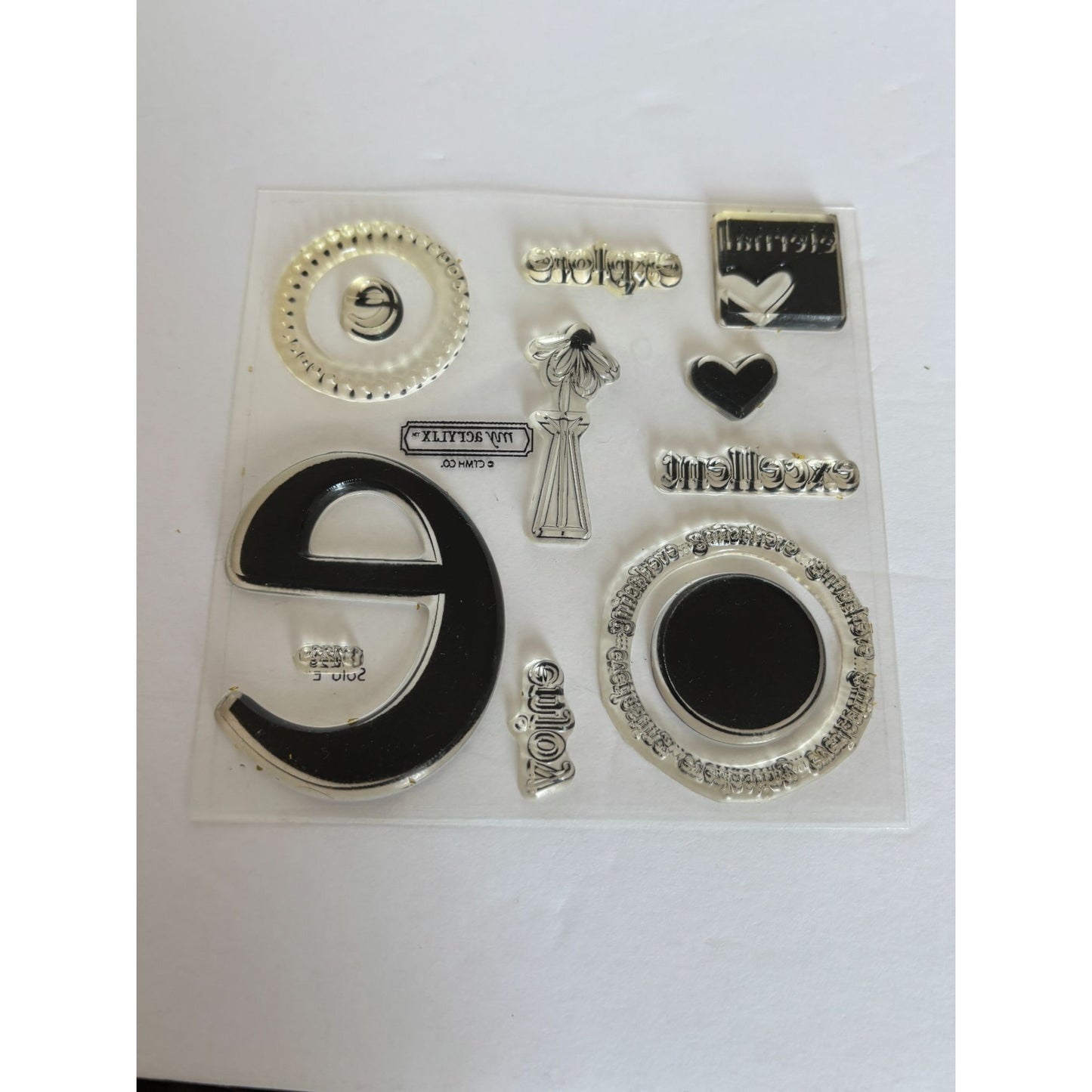 CTMH Clear Stamp Set My Acrylix Solo E Letter Monogram Excellent Explore Enjoy
