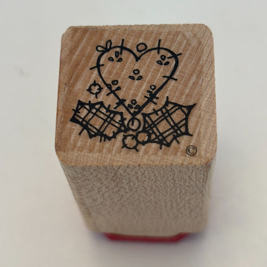 DOTS Rubber Stamp Christmas Heart Country Patches Holly Gift Tag Card Making