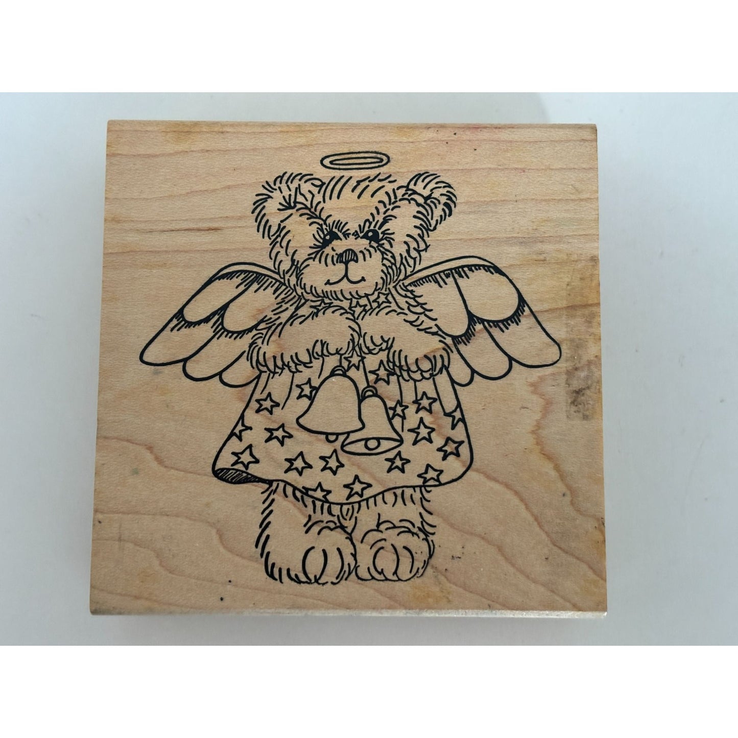 Judikins Rubber Stamp Angel Teddy Bear Bells Halo Christmas Cardmaking Craft