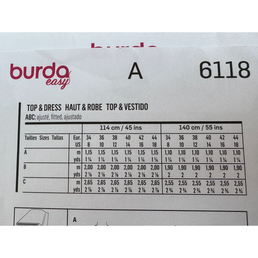 Burda Sewing Pattern 6118 Halter Neck Dress Top Shirt Summer Easy Sizes 8-18 UC