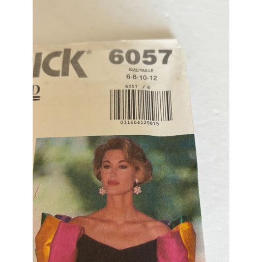 Butterick Sewing Pattern 6057 Cocktail Dress Prom Off Shoulder Tapered 6 8 10 12