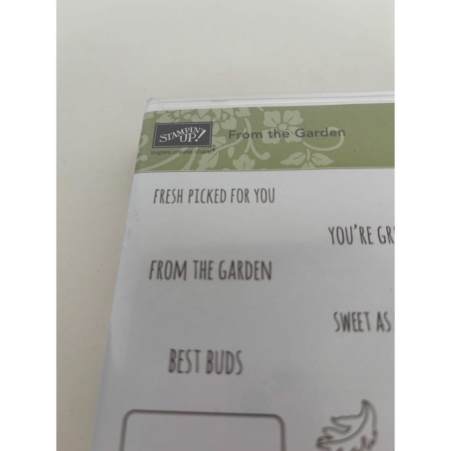 Stampin Up From The Garden Photopolymer Stamps Set Plant Markers Best Buds Pun