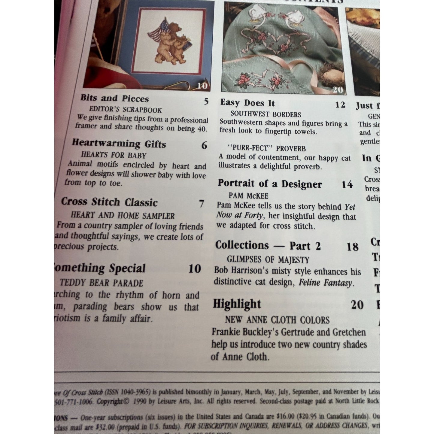 For The Love Of Cross Stitch Magazine July 1990 Patterns Cat Southwest Borders