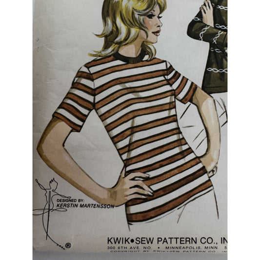 Kwik Sew Sewing Pattern 305 Ladies Crew Neck T-Shirt Top Casual Shirt S-XL Uncut